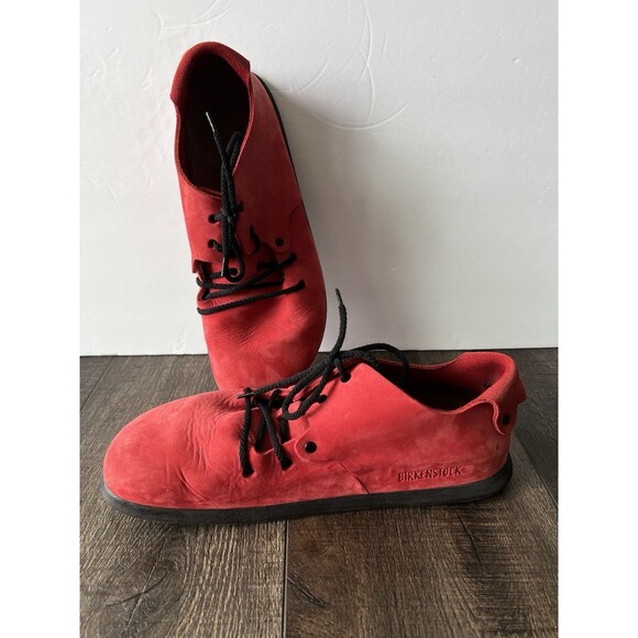 Birkenstock Papillio Montana Lace Up Suede Leather Shoes Red Size 40 (L9 M7) - Picture 1 of 7